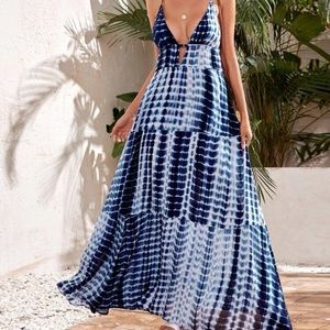 Brand new blue tie dye maxi dress
